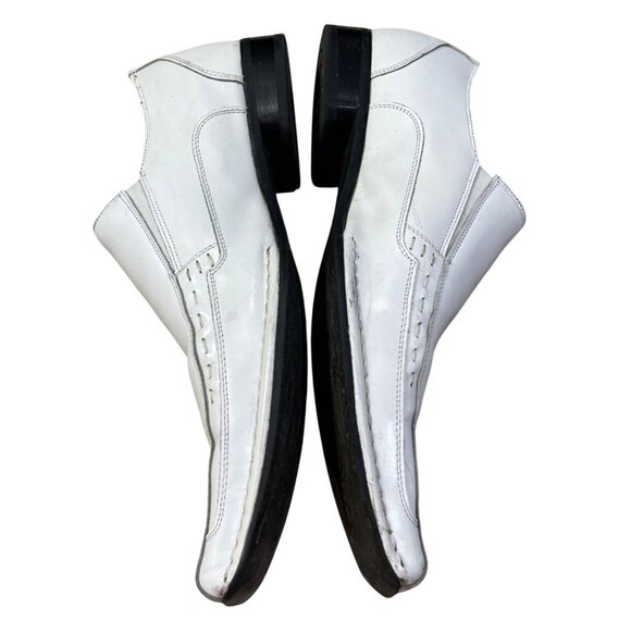 Stacy Adams Templin Bike Toe Loafer White Size 9.5 M Leather (READ)